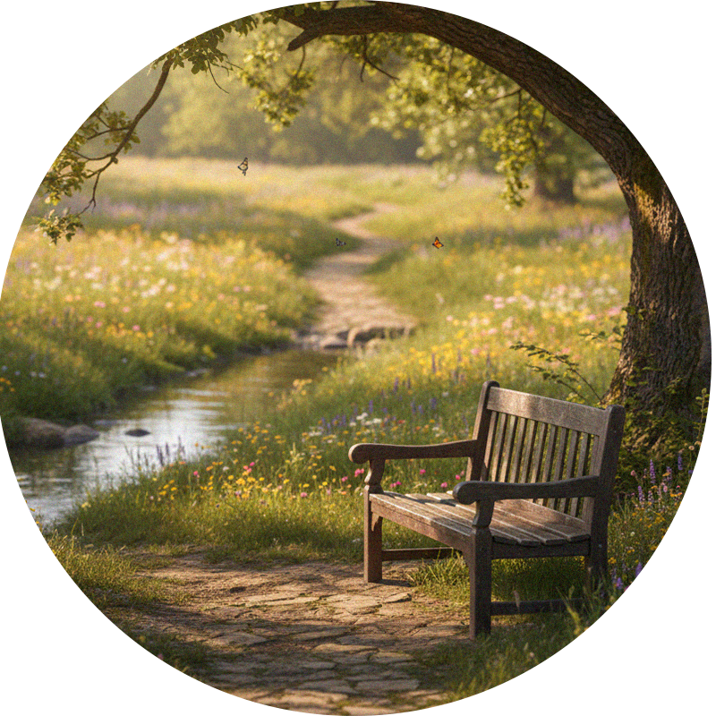 A serene bench under a tree