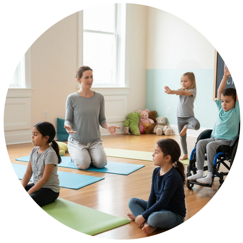 Children being led be a teacher