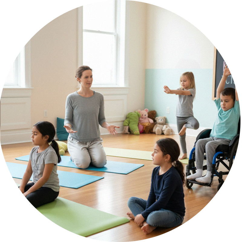 Children being led by a teacher