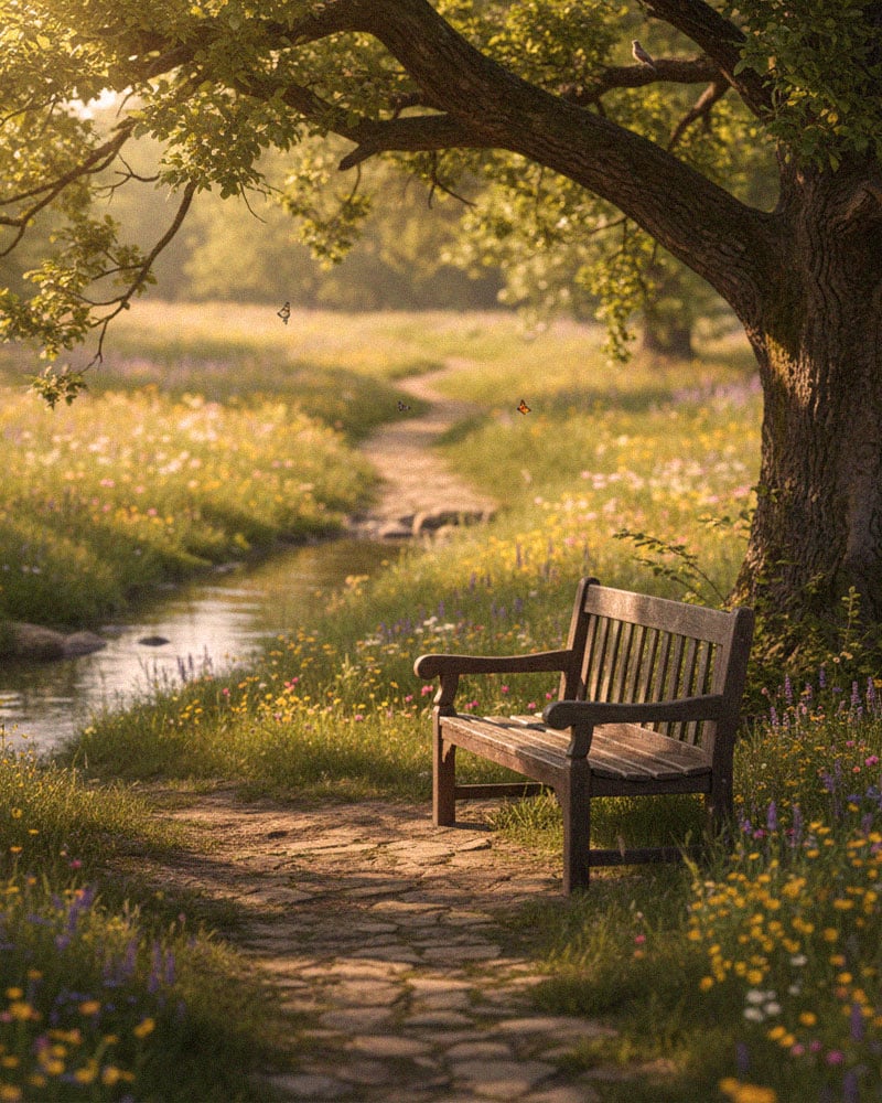 A serene bench under a tree